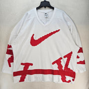 NIKE MEN'S XXL SPORTSWEAR CLUB HOCKEY JERSEY OVERSIZED WHITE RED NWT HV1137-100