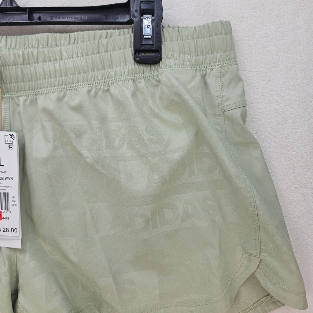 ADIDAS WOMEN'S MEDIUM PACER WOVEN DEBOSS TRAINING/RUNNING SHORTS LIME HK7544 NWT