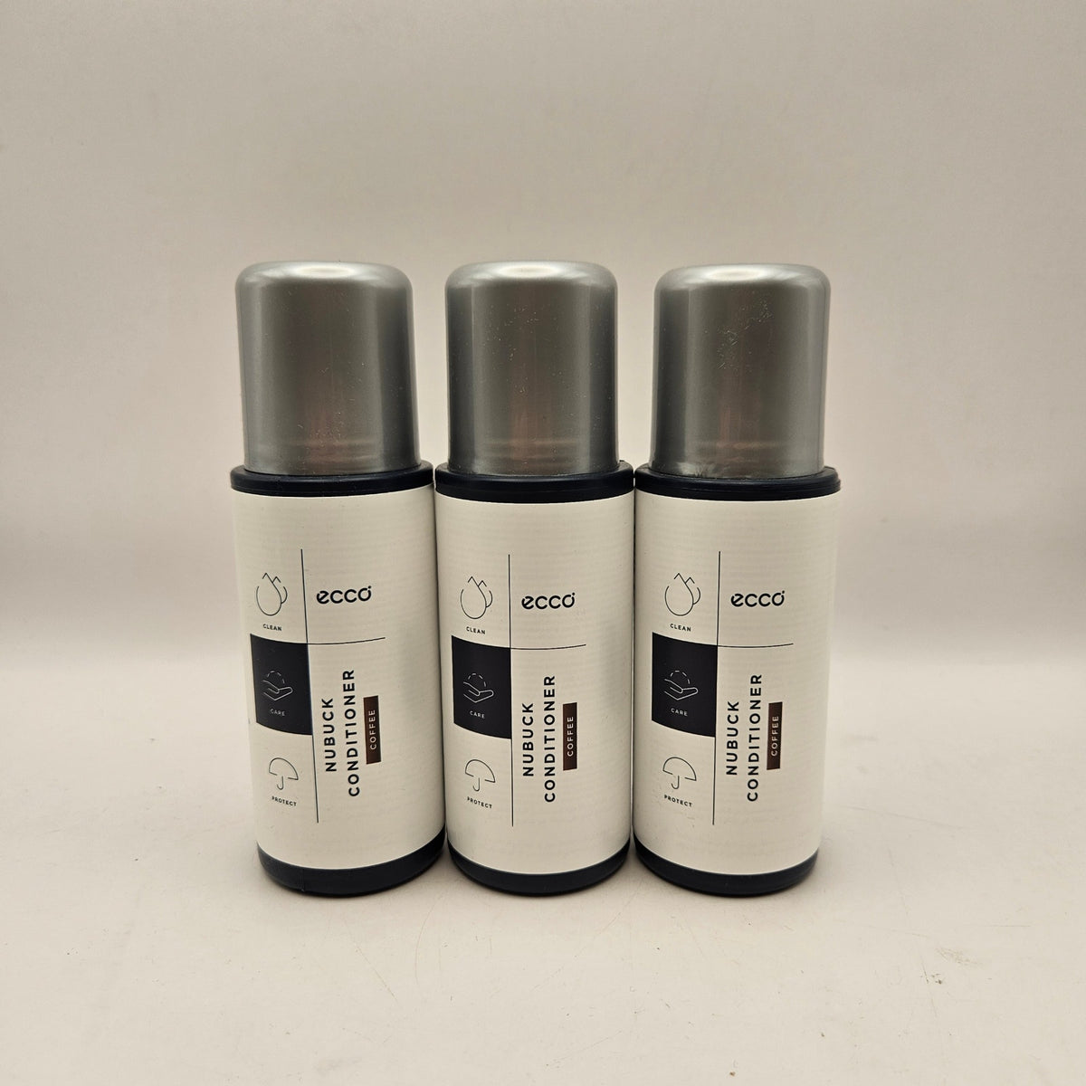 LOT OF 3 - ECCO NUBUCK CONDITIONER COFFEE COLOR NWT CLEAN CARE PROTECT 100ml x 3