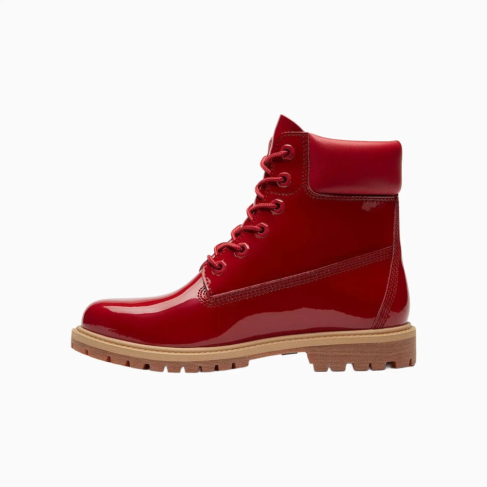 TIMBERLAND WOMEN'S 6.5 PREMIUM 6 IN BOOT WATERPROOF RED PATENT LEATHER NIB