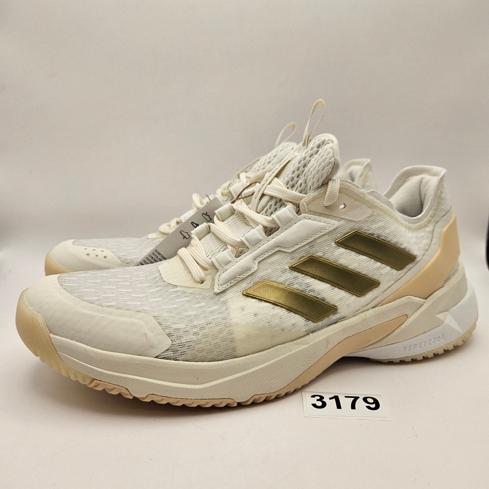 ADIDAS WOMEN'S 8 ADIZERO UBERSONIC 5 TENNIS SHOES WHITE GOLD NWOB