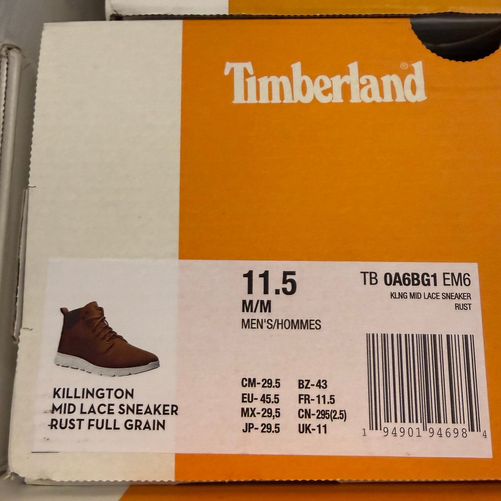 TIMBERLAND MEN'S 11.5 KILLINGTON MID LACE UP SNEAKER BOOT BROWN RUST FULL GRAIN