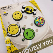 CROCS JIBBITZ 5PC LOT OF 3(15 CHARMS) SMILEY(1)+DINO(2) NWT