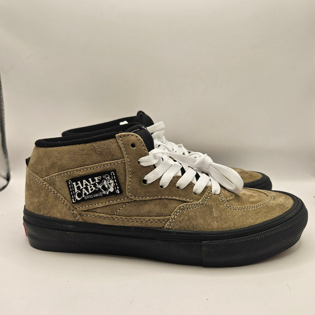 VANS MEN'S 7.5 RARE SKATE HALF CAB PIG SUEDE OLIVE BLACK NWOB