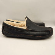 UGG MEN'S 8 ASCOT DARK SPICE BROWN LEATHER SLIPPERS LOAFER 5379