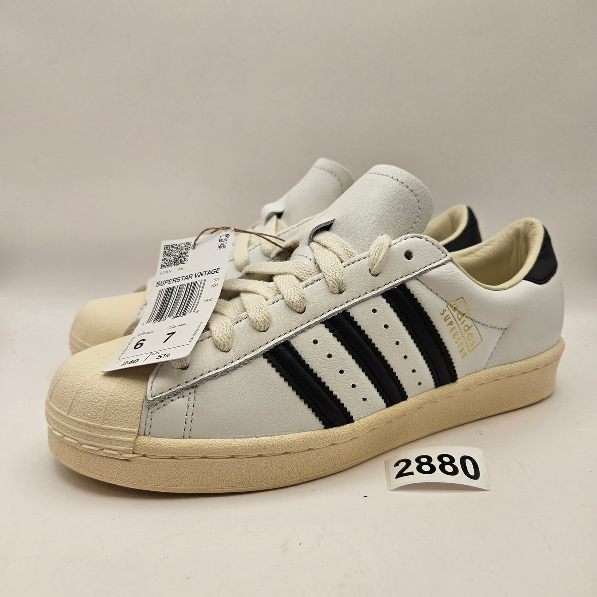 ADIDAS ORIGINAL MEN'S 6 VINTAGE SUPERSTAR WHITE BLACK CREAM JQ3254
