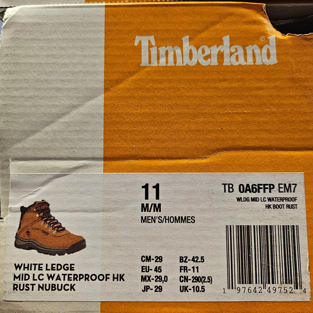 TIMBERLAND MEN'S 11 WHITE LEDGE WATERPROOF MID HIKER BOOT RUST NUBUCK NIB