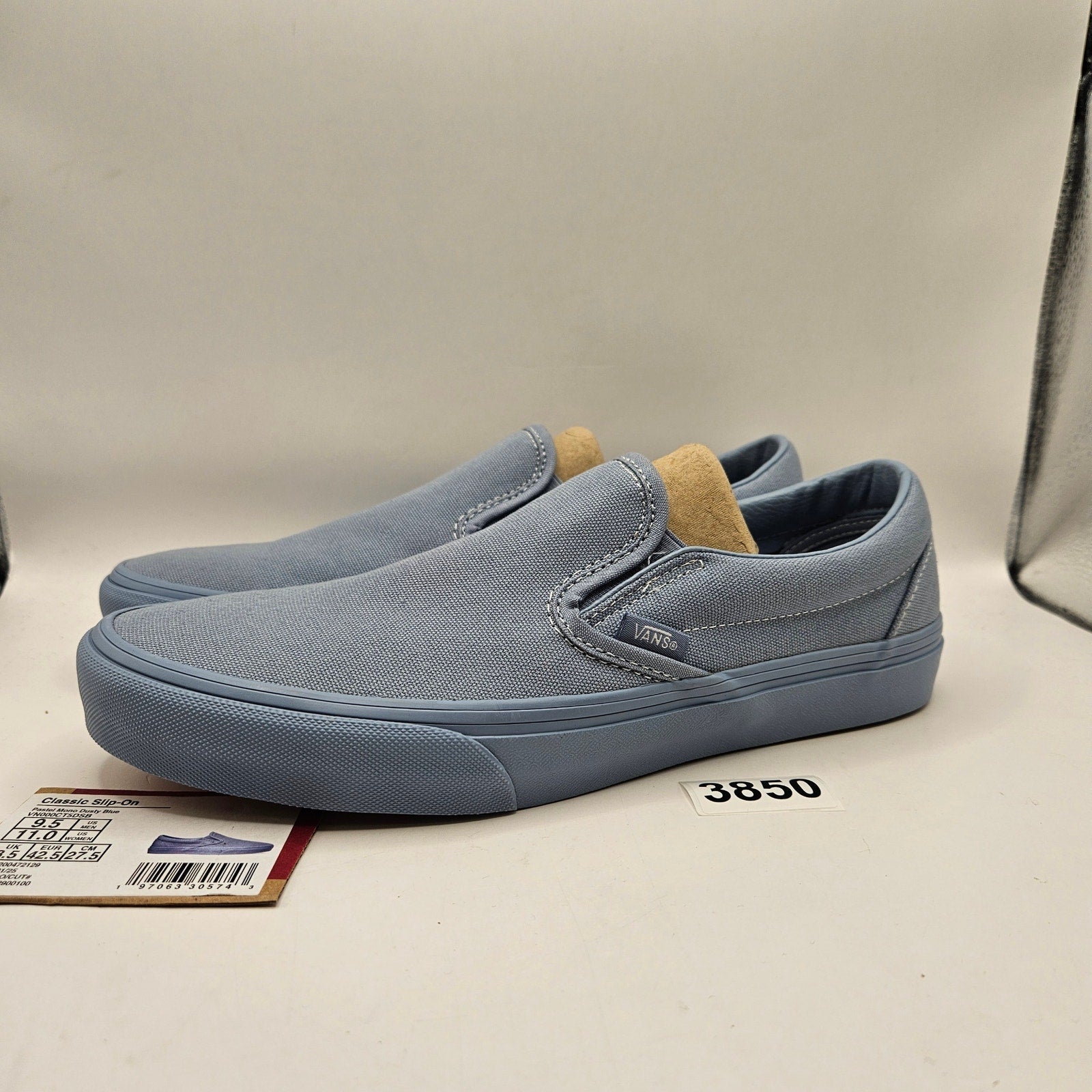 VANS MEN'S 9.5 CLASSIC SLIP ON PASTEL MONO DUSTY BLUE NWOB