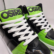 OSIRIS MEN 13 CONVOY MID HJ.BTS.26 SKATEBOARDING SHOES GREE BLACK PATENT NWOB