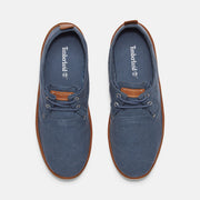TIMBERLAND MEN'S 9 HOOKSET LOW LACE SNEAKER BLUE CANVAS BOAT SHOE TB0A6CNJEP4