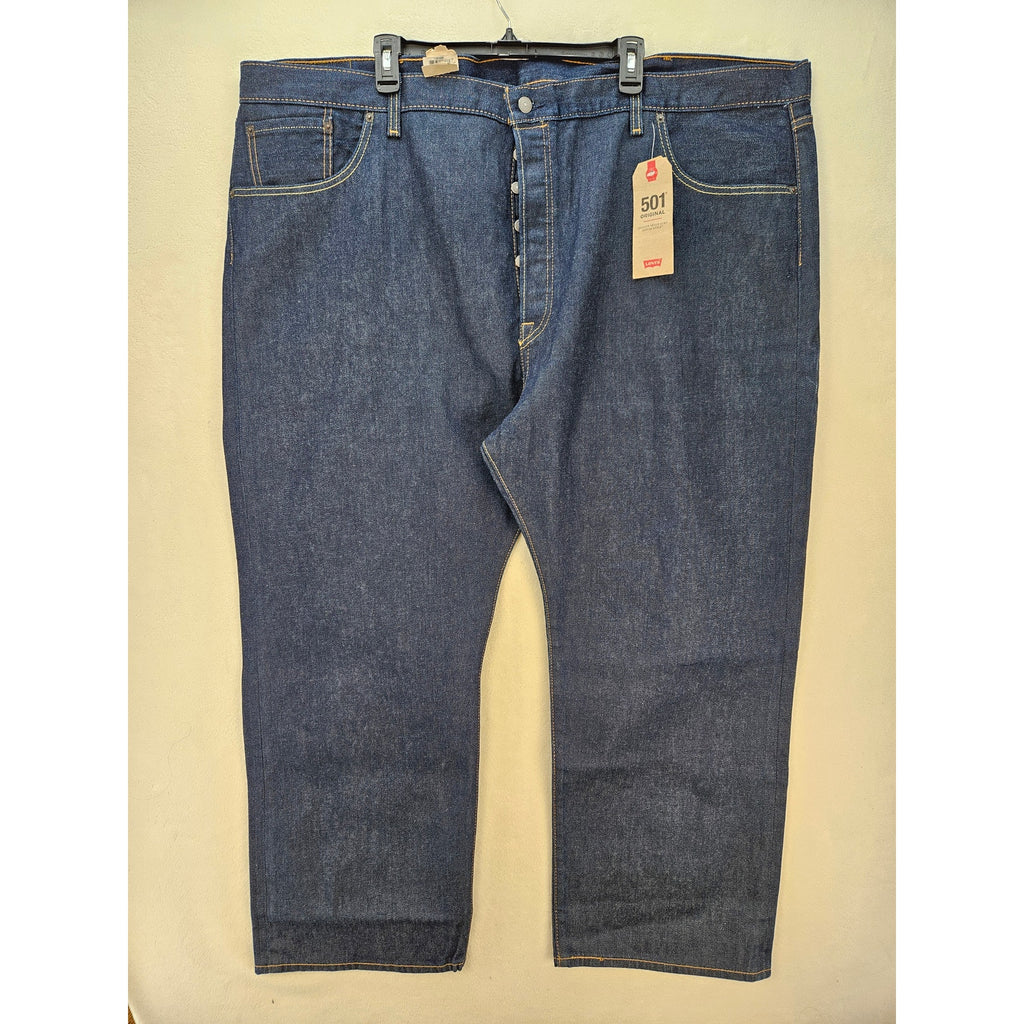 LEVI'S 501 MEN'S 52X30 ORIGINAL BUTTON FLY DARK WASH JEANS NWT