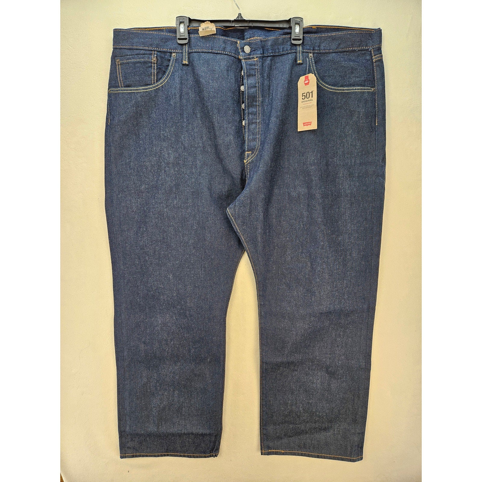 LEVI'S 501 MEN'S 52X30 ORIGINAL BUTTON FLY DARK WASH JEANS NWT