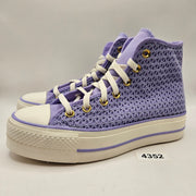 CONVERSE WOMEN'S 7 CHUCK TAYLOR HI PLATFORM LAVENDER LACE UP SNEAKERS A13644C