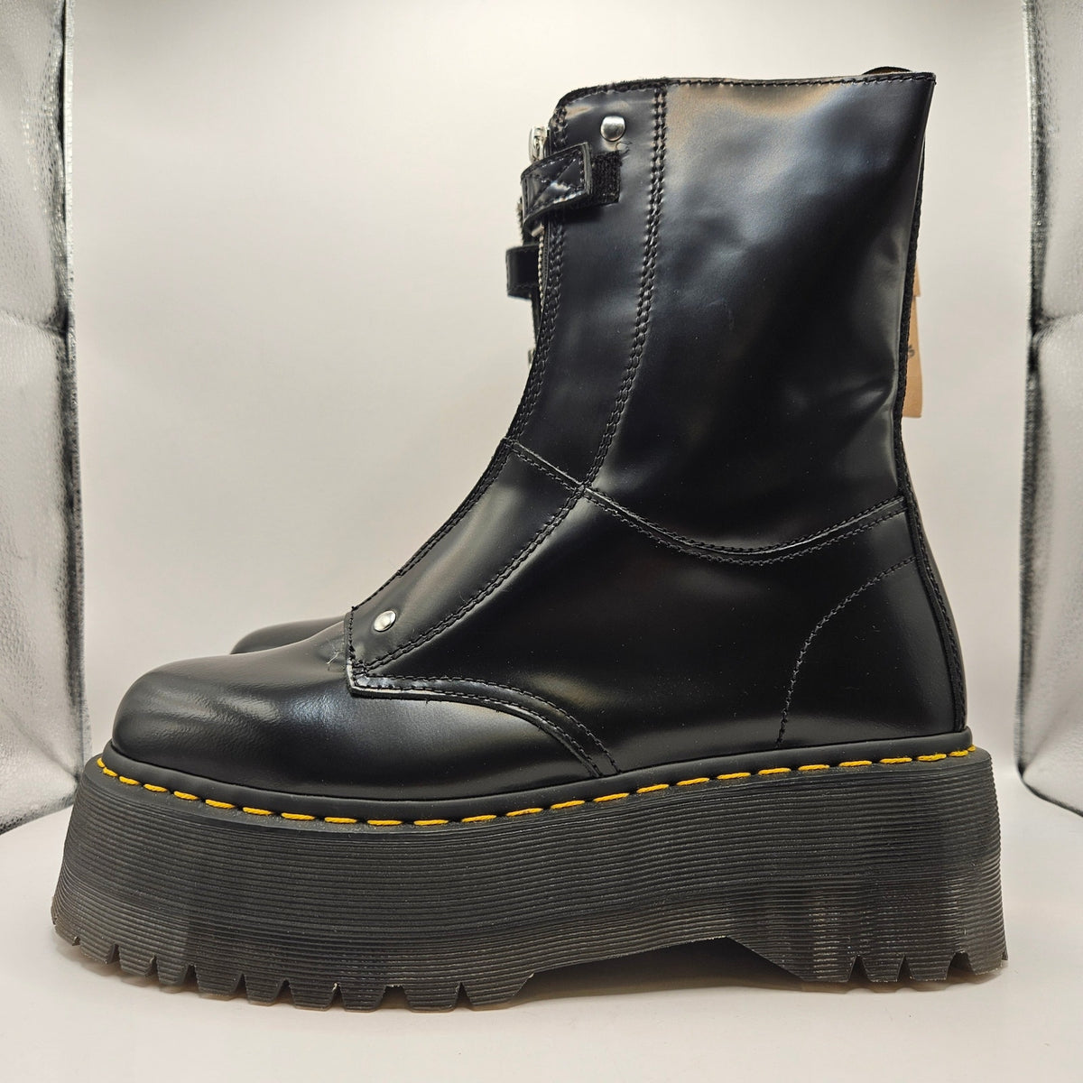 DR MARTENS WOMEN'S 11 JETTA HI MAX SMOOTH LEATHER BLACK PLATFORM BOOTS BUTTERO