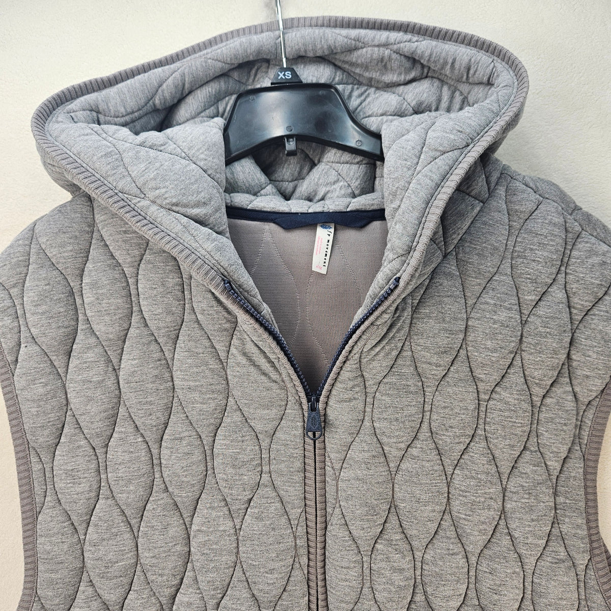 FREE PEOPLE WOMEN'S XLARGE GREY QUILTED LONG HOODED VEST
