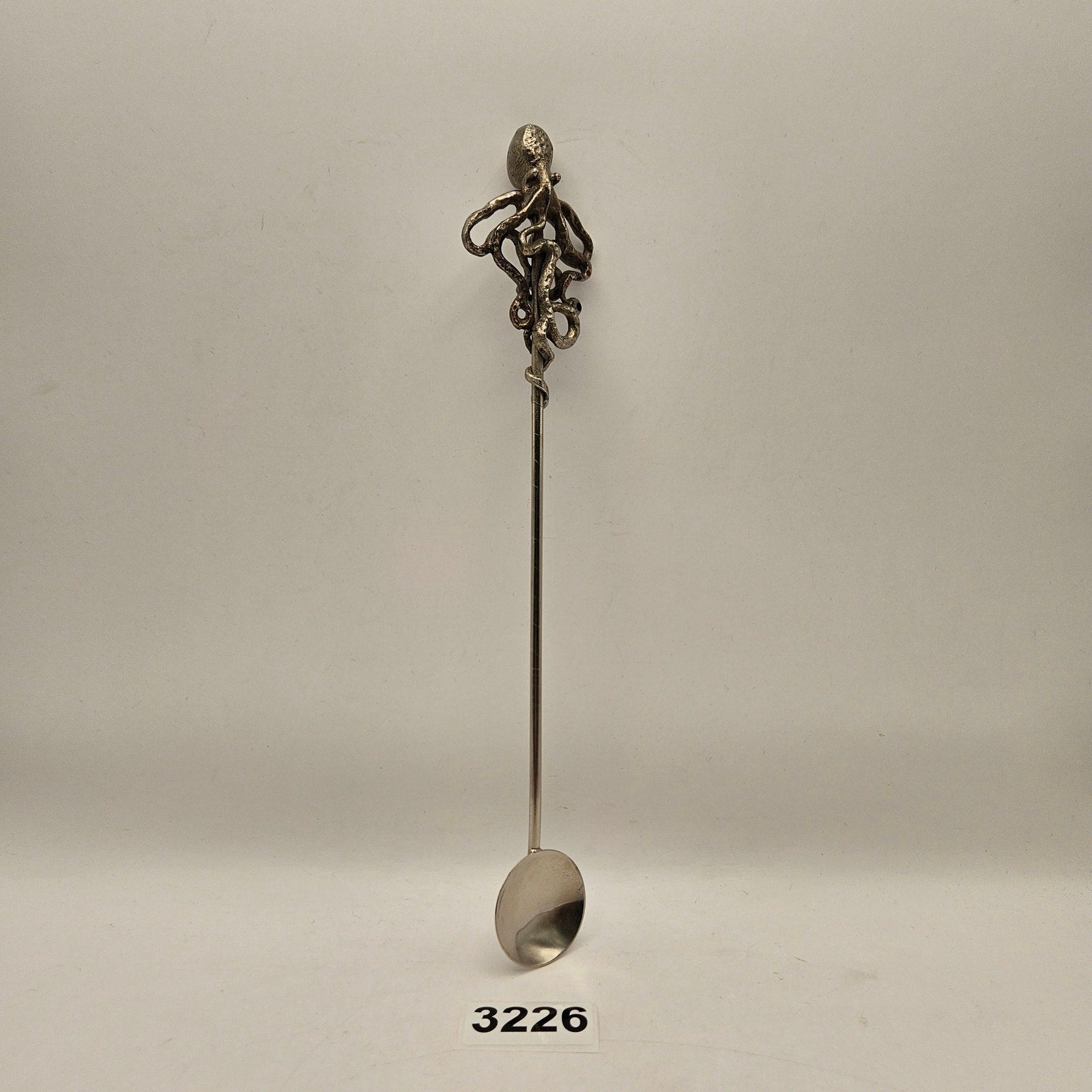PERRY GARGANO OCTOPUS STIRRING SPOON SILVERPLATE BARWARE 12"