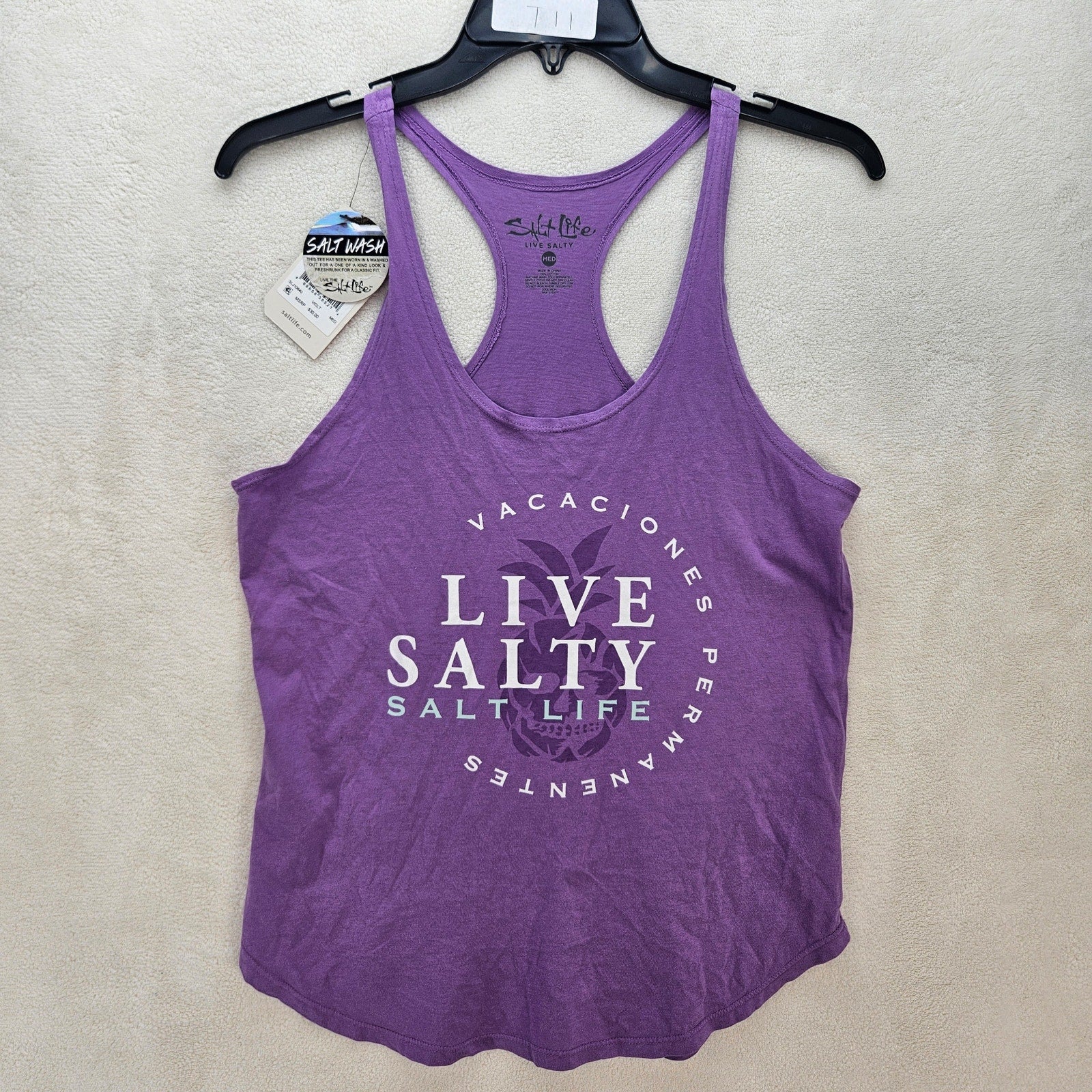 SALT LIFE WOMEN'S MEDIUM VIOLET TANK SALT WASHED NWT