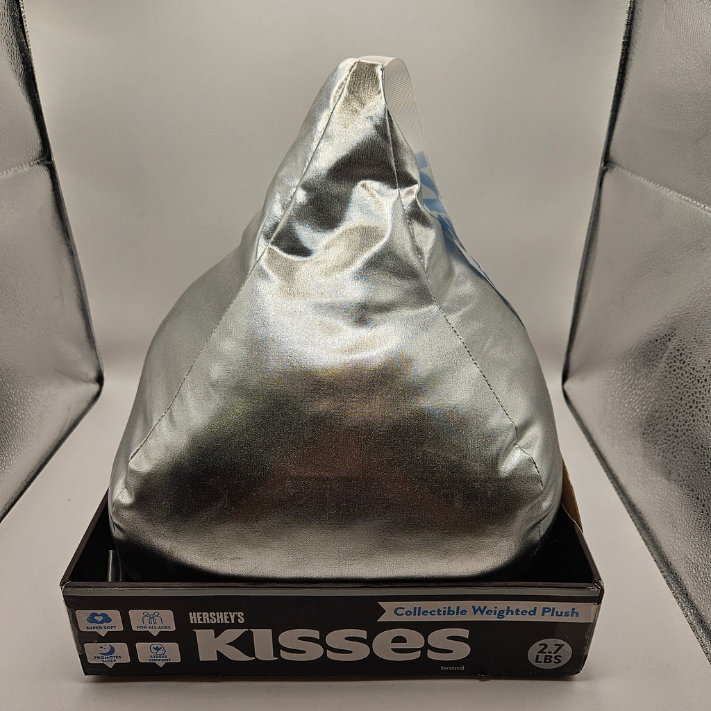 HERSHEY'S KISSES 2.7LB COLLECTIBLE WEIGHTED PLUSH SILVER CHOCOLATE CANDY PILLOW