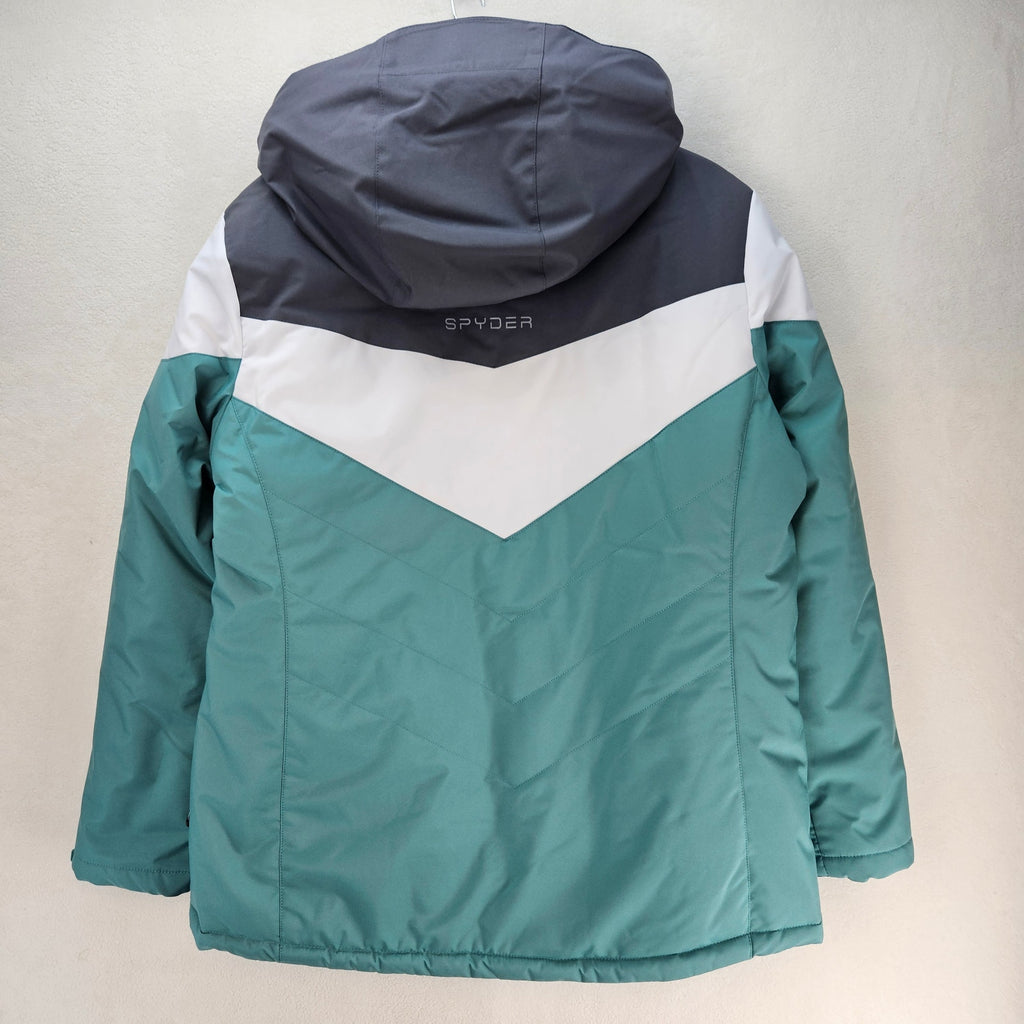 SPYDER WOMEN'S LARGE 3 IN 1 INTERCHANGE SKI JACKET SEA GLASS GRAY HOODED NWT