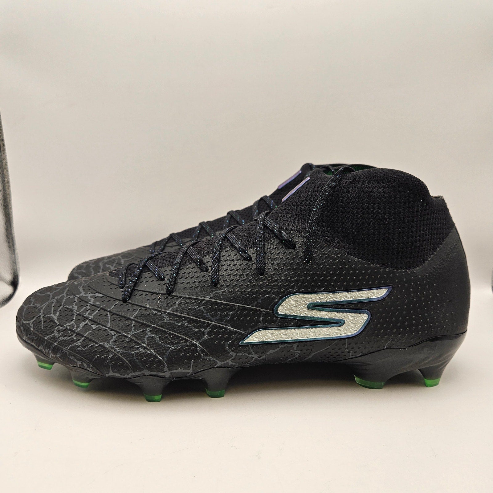 SKECHERS MEN'S 12 SKX 1.5 HIGH ELITE FG SOCCER CLEATS BLACK GREEN NWOB