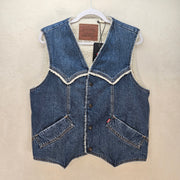 LEVI'S MEN'S SMALL WESTERN DENIM SHERPA VEST NWT SKY DESERT MEDIUM WASH