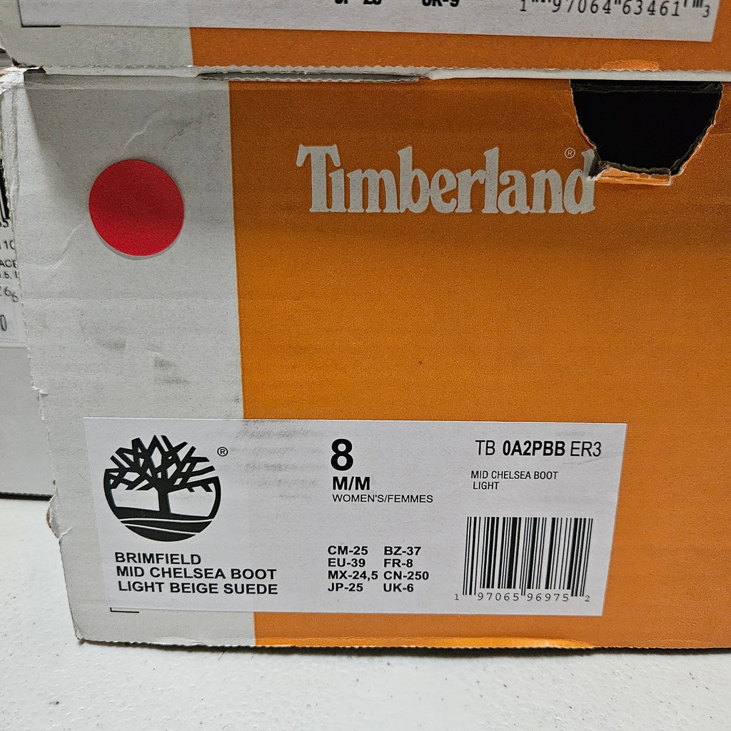 TIMBERLAND WOMEN'S 8 BRIMFIELD MID CHELSEA BOOT LT BEIGE SUEDE NIB