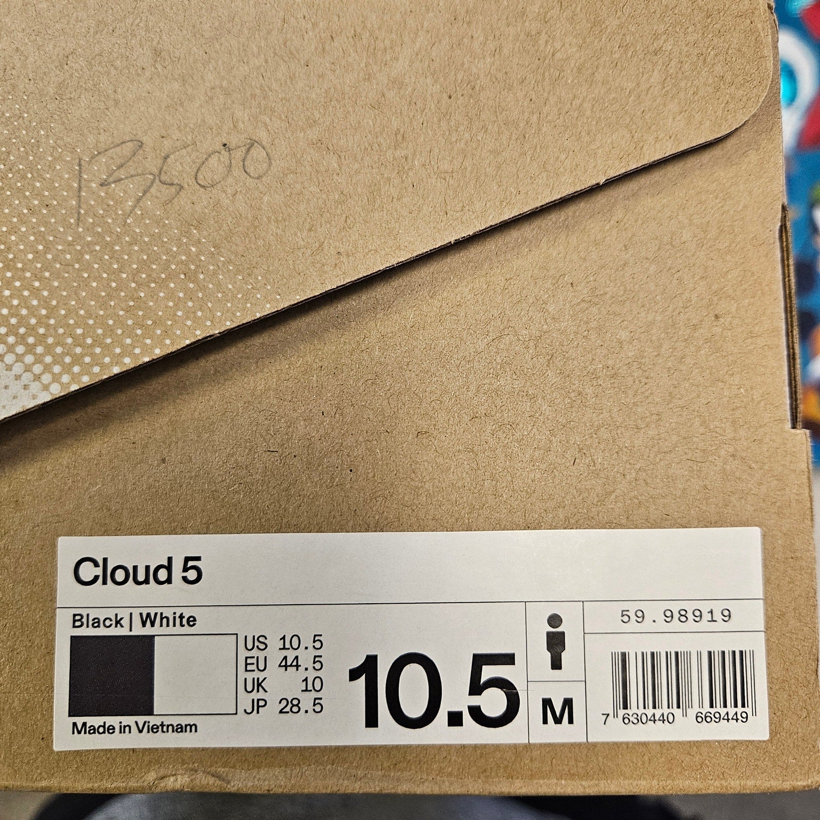 ON CLOUD 5 MEN'S 10.5 BLACK WHITE RUNNING SHOES 59.98919 NIB