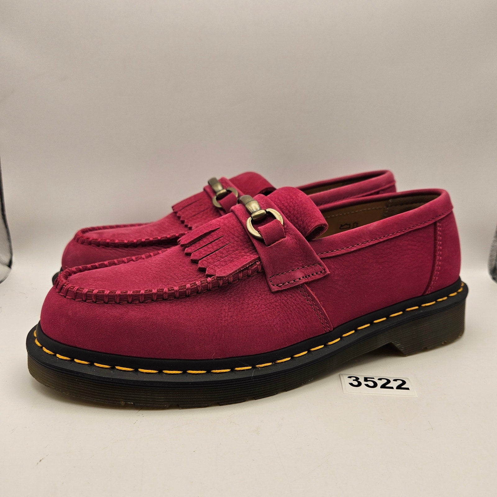 DR MARTENS MEN'S 10 UNISEX ADRIAN SNAFFLE FUCHSIA PINK NUBUCK LEATHER LOAFERS