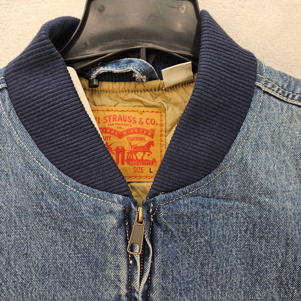 LEVI'S MEN'S LARGE SANSOME VEST INSULATED SUNBURNT MEDIUM WASH NWT