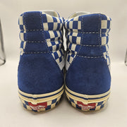 VANS MEN'S 11.5 SK8-HI CHECKERBOARD SIDEWALL CLASSIC BLUE SKATEBOARD NWOB