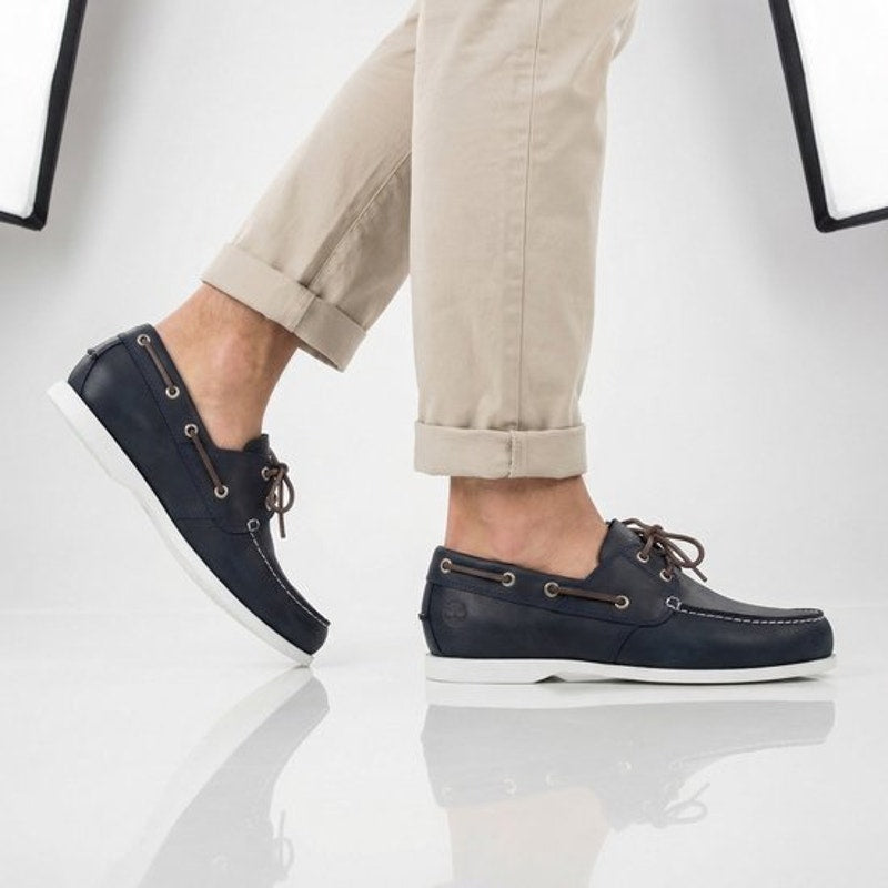 TIMBERLAND MEN'S 13 WIDE NAVY BLUE CEDAR BAY BOAT SHOE TB0A28BM019