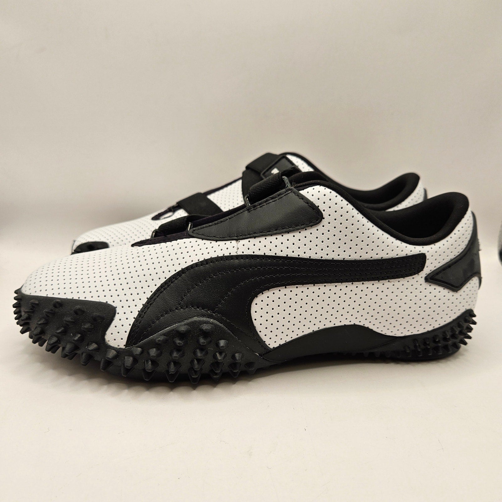 PUMA MOSTRO MEN'S 9.5 PERFORATED LEATHER PACK SNEAKERS WHITE BLACK 397331-01