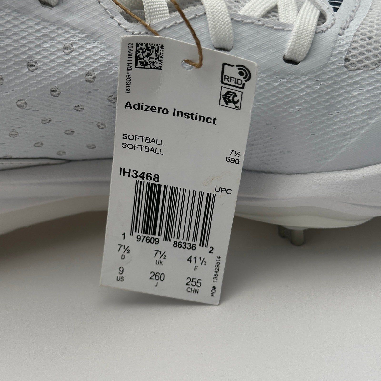 Adidas Womens size 9 Softball Shoes Adizero Instinct IH3468 White/Blue