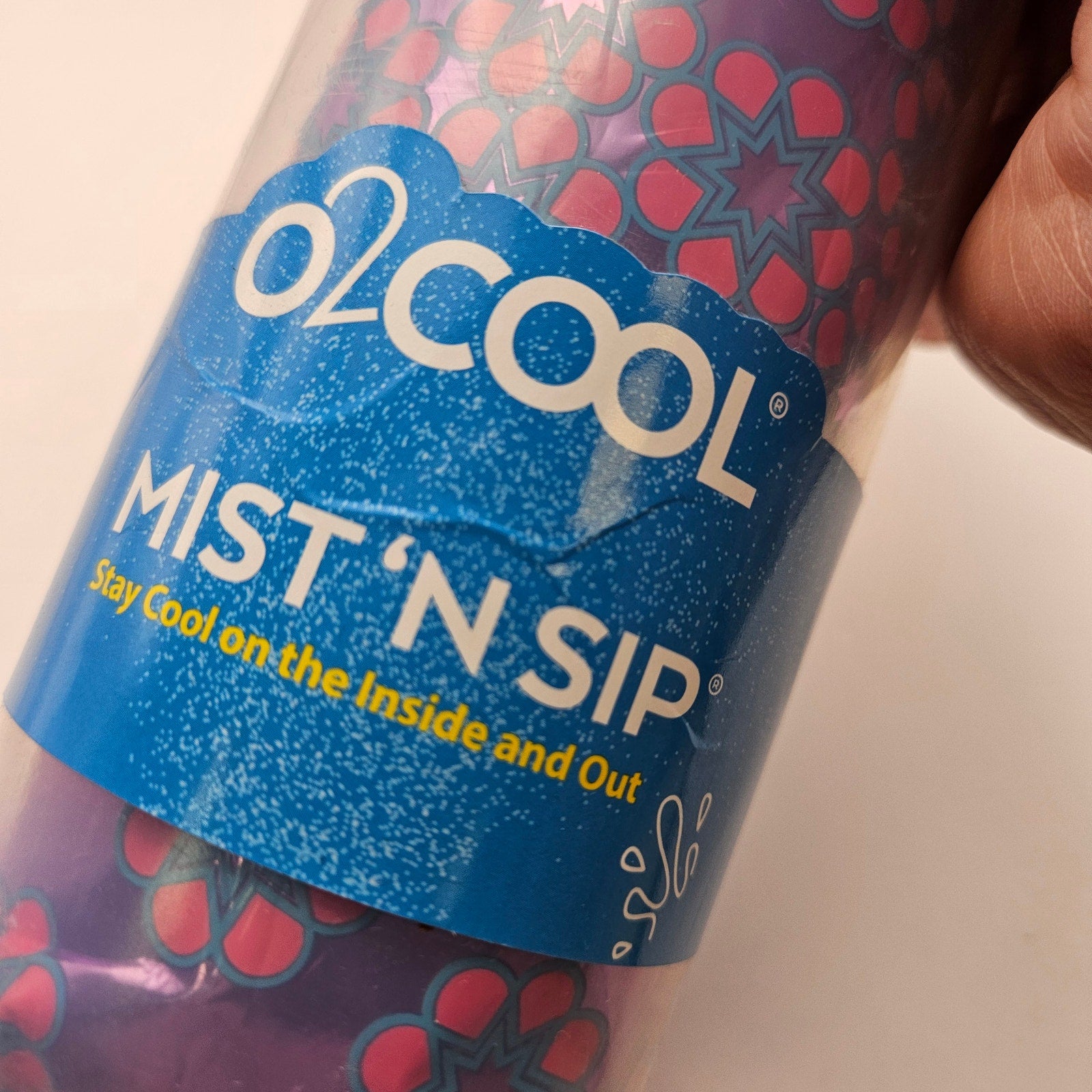 O2COOL MIST N SIP 20oz WATER BOTTLE PURPLE FLORAL SPORTS SPRAY BOTTLE BPA FREE
