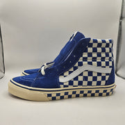 VANS MEN'S 10 SK8-HI CHECKERBOARD SIDEWALL CLASSIC BLUE SKATEBOARD NWOB