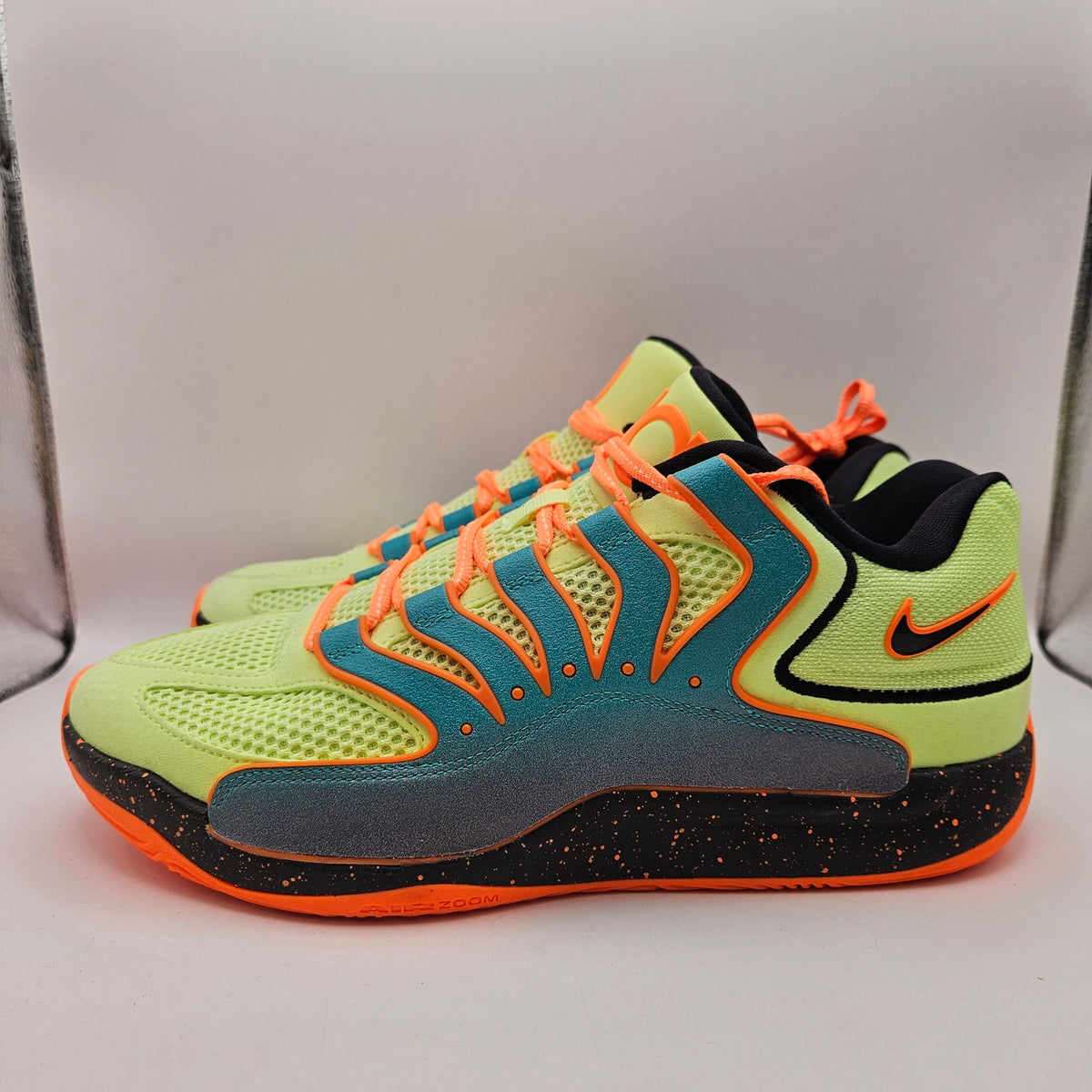 NIKE KD18 M11 BBALL HV1993-301 NEW TIMELINE CLEAR JADE LIQUID LIME ORANGE NEON