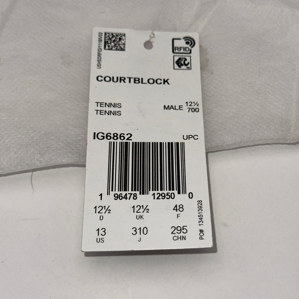 Adidas Courtblock Mens sz 13 Tennis Shoe IG6862 White/Black/Gray