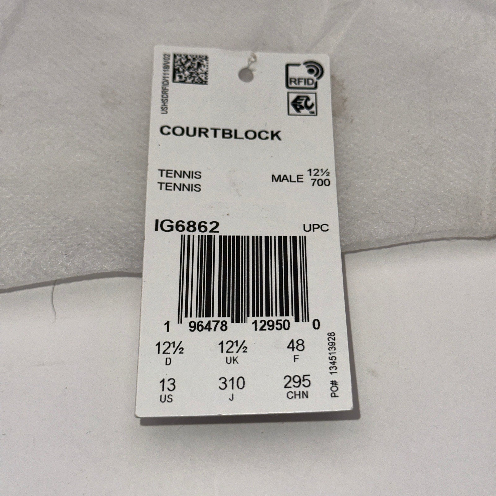 Adidas Courtblock Mens sz 13 Tennis Shoe IG6862 White/Black/Gray