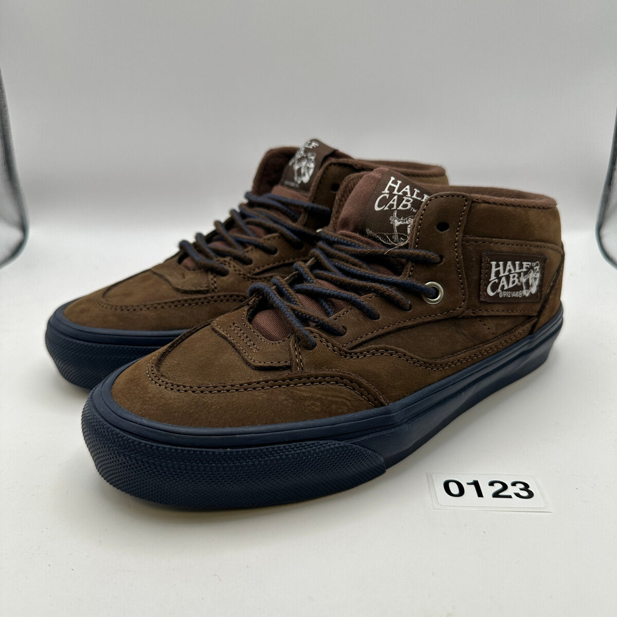 VANS X NICK MICHEL MEN'S SIZE 6 HALF CAB SUEDE BROWN/NAVY BLUE