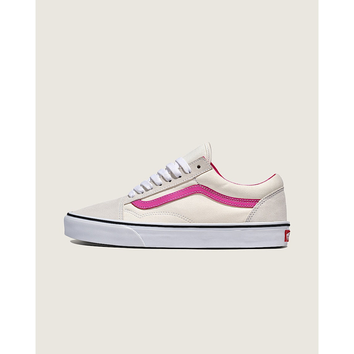 VANS WOMEN'S 9.5 OLD SKOOL POP RASPBERRY ROSE LOW TOP SNEAKER WHITE PINK NIB
