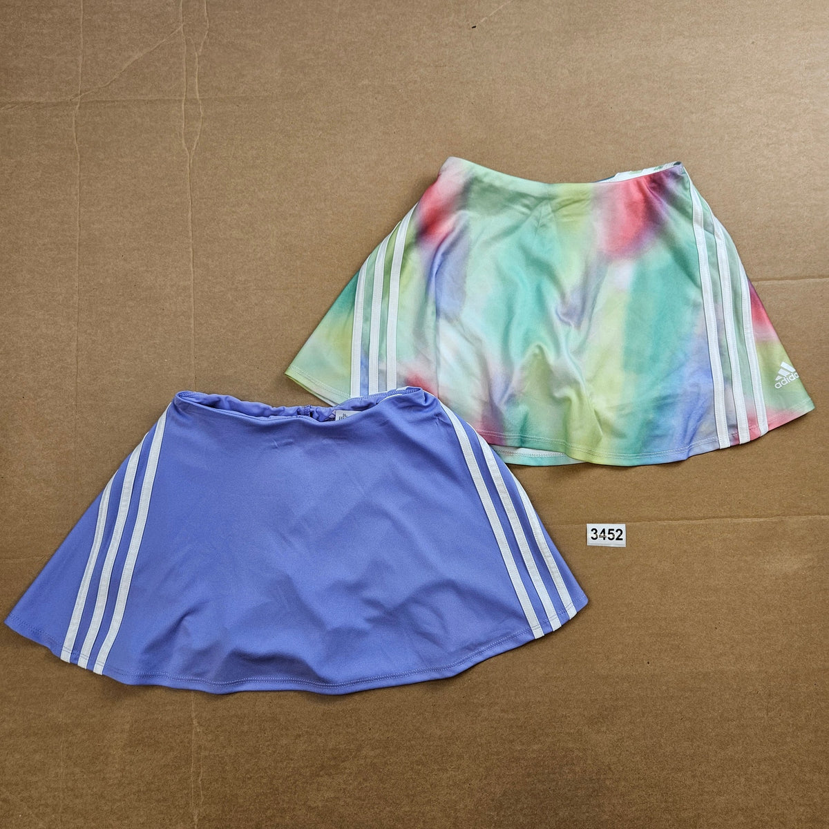 LOT OF 2 - ADIDAS GIRLS SMALL TENNIS SKORT PURPLE TIE DYE ACTIVE SKIRTS NWOT