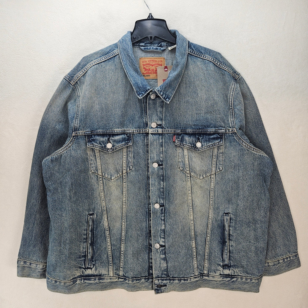 LEVI'S MEN'S XXL RELAXED FIT TYPE III TRUCKER JACKET MEDIUM LIGHT WORN WASH NWT
