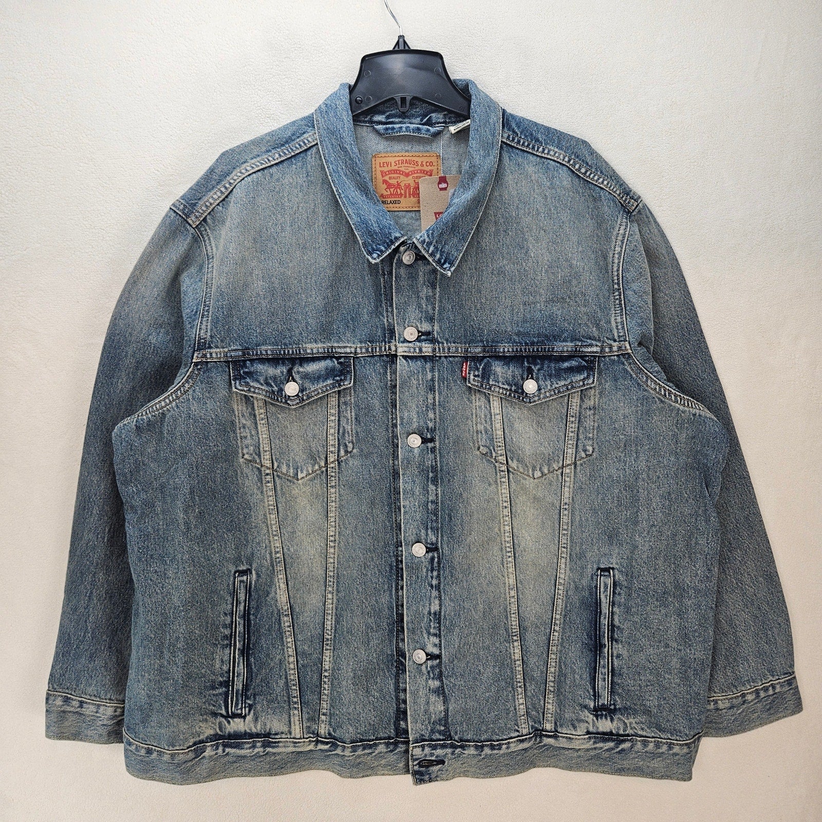 LEVI'S MEN'S XXL RELAXED FIT TYPE III TRUCKER JACKET MEDIUM LIGHT WORN WASH NWT