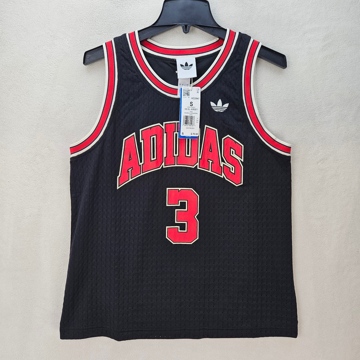 ADIDAS MEN'S SMALL ORIGINALS TREFOIL BLACK TANK SIDELINE JERSAEY KG2847 THICK