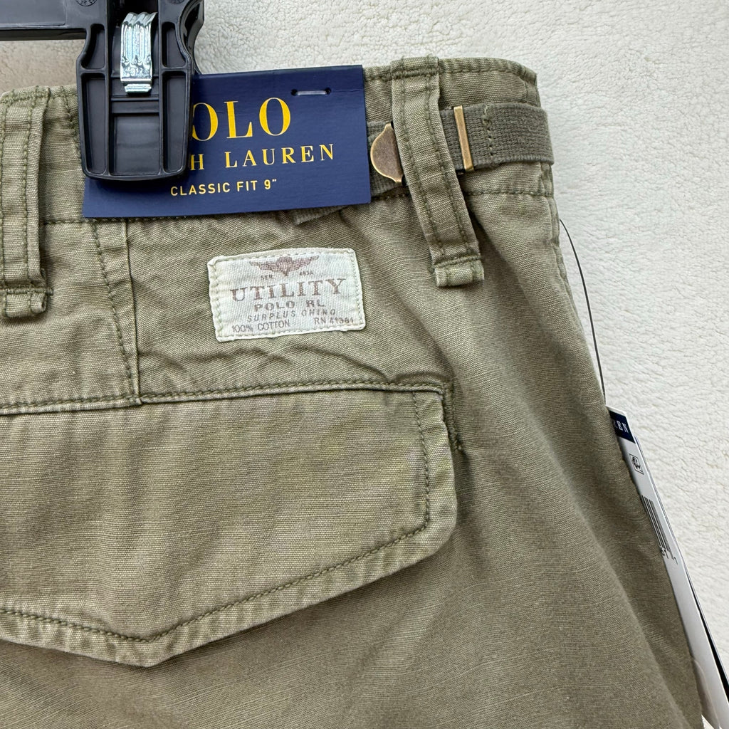 POLO RALPH LAUREN SIZE 42 UTILITY SURPLUS CHINO CARGO SHORTS OLIVE