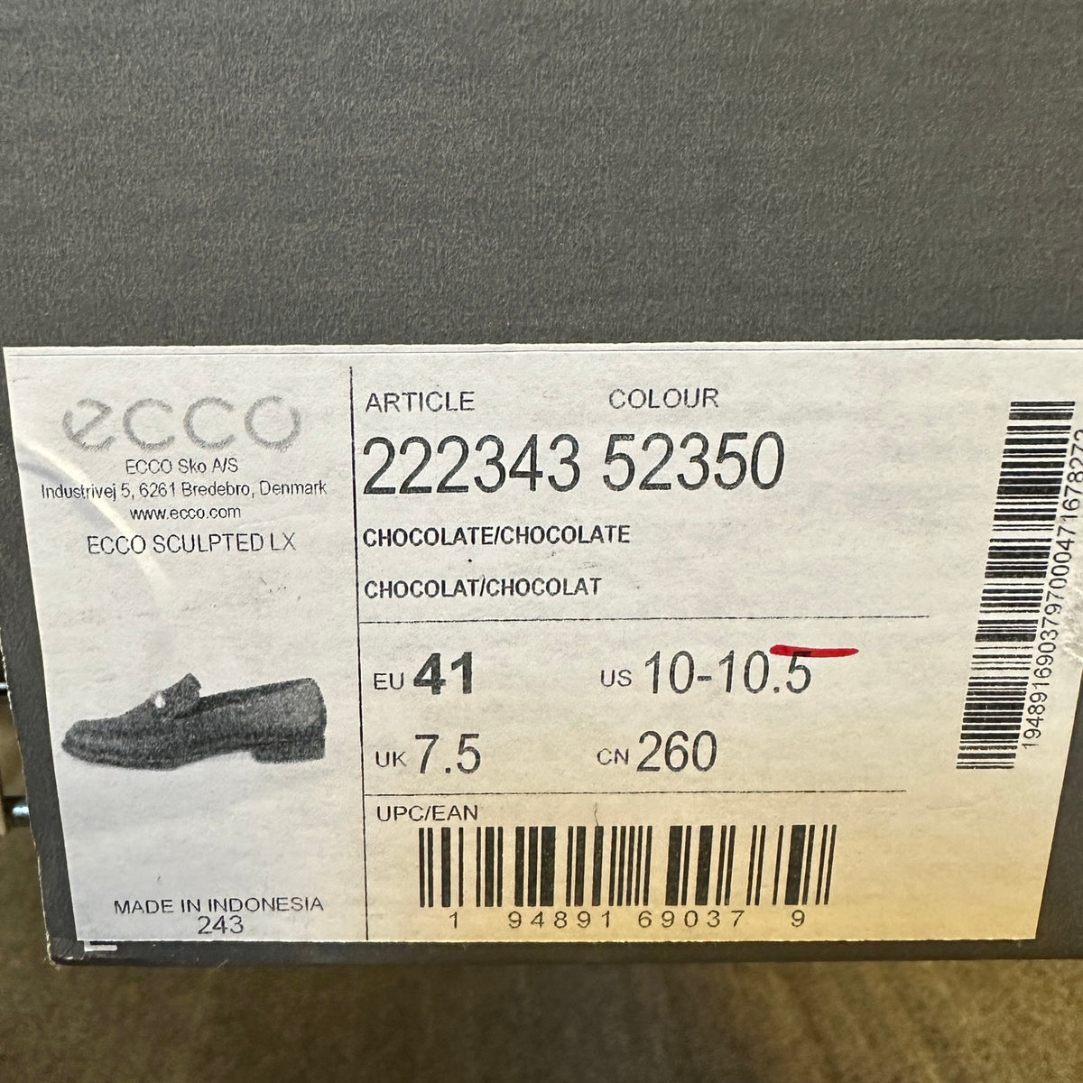 ECCO WOMEN'S 41 SCULPTED LX CHOCOLATE BROWN LOAFER NIB 22234352350