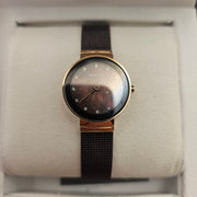 BERING WOMEN'S CLASSIC STAINLESS STEEL BROWN MILANESE MESH WATCH, 24M 10124-265