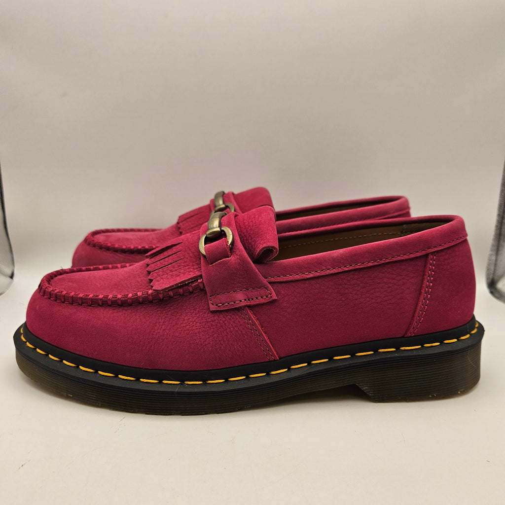 DR MARTENS MEN'S 10 UNISEX ADRIAN SNAFFLE FUCHSIA PINK NUBUCK LEATHER LOAFERS