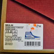VANS MEN'S 11 SK8-HI CHECKERBOARD SIDEWALL CLASSIC BLUE HI TOP SKATEBOARDING