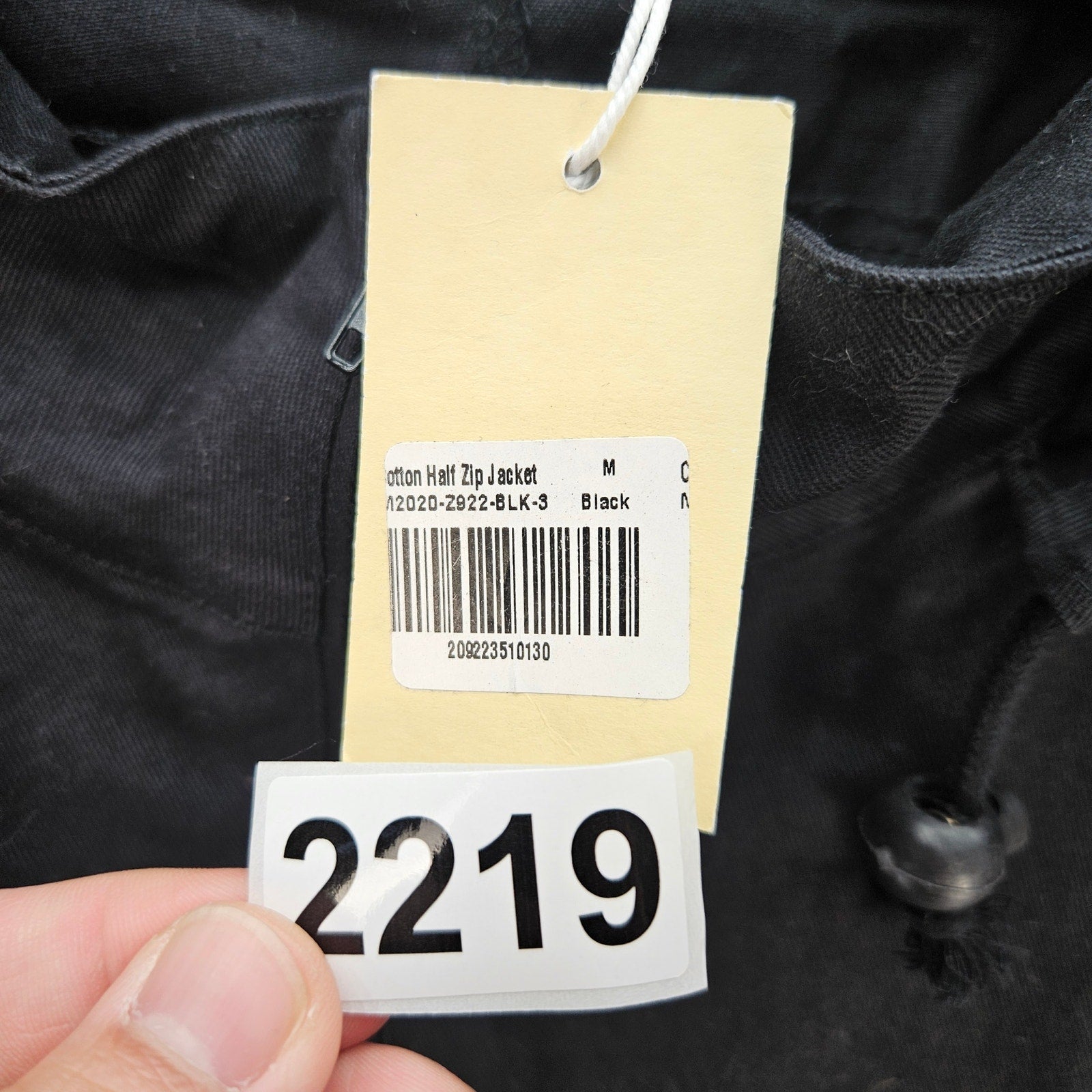 MNML MEN'S MEDIUM COTTON HALF ZIP JACKET BLACK NWT